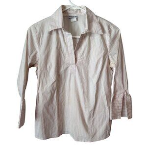 Vintage Wet Seal Womens Medium Beige Striped Long Sleeve Blouse